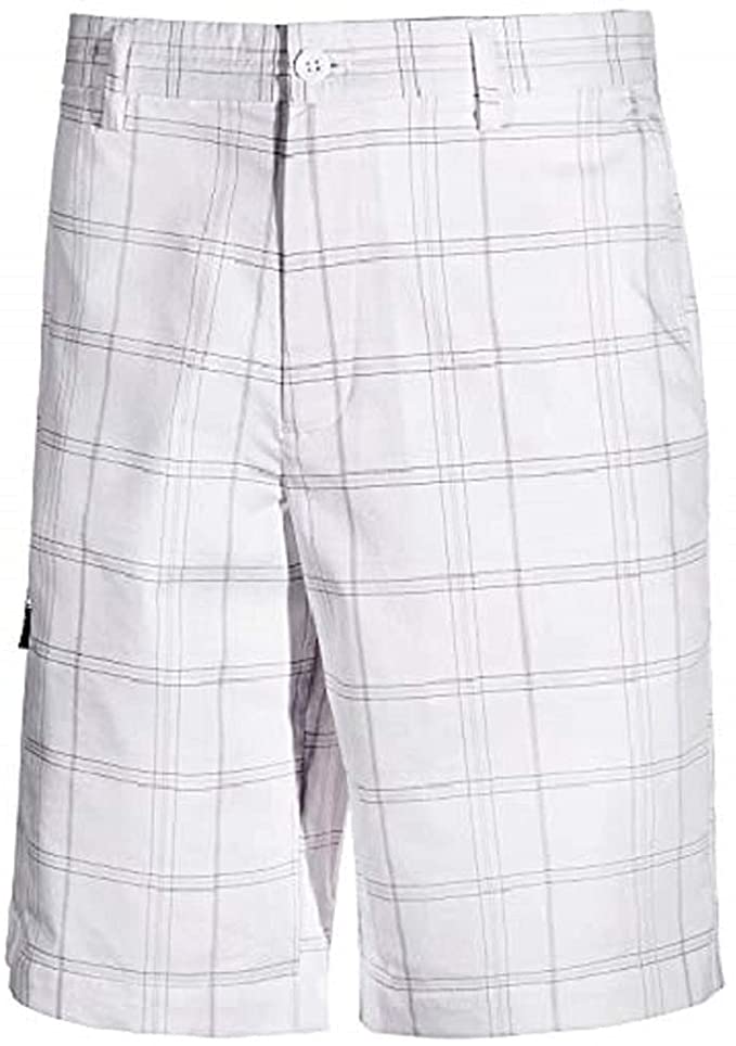 Mens Greg Norman Flat Front Plaid Golf Shorts