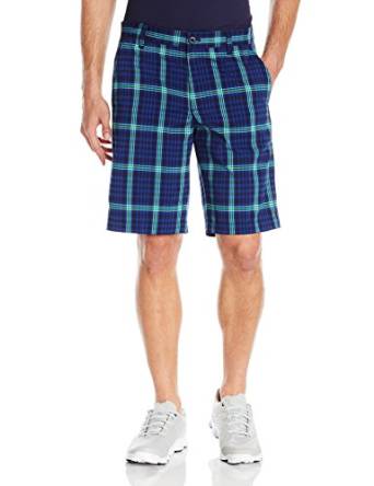 Mens Izod Flat Front Straight Fit Plaid Golf Shorts