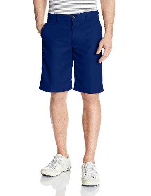 Mens Flat Front Straight Solid Golf Shorts