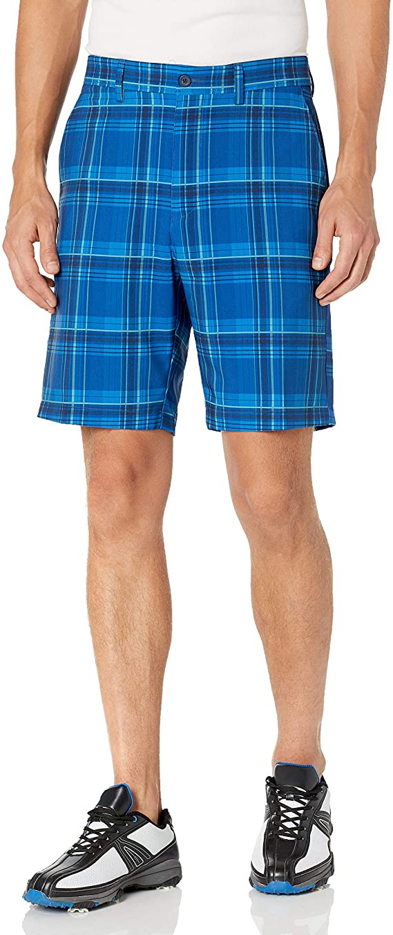 Mens Jack Nicklaus Standard Flat Front Plaid Golf Shorts