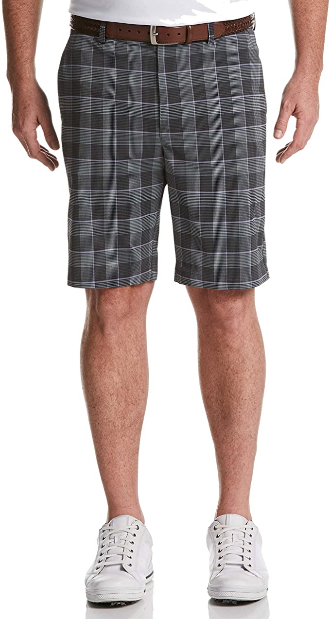 PGA Tour Mens Flat Front Plaid Golf Shorts