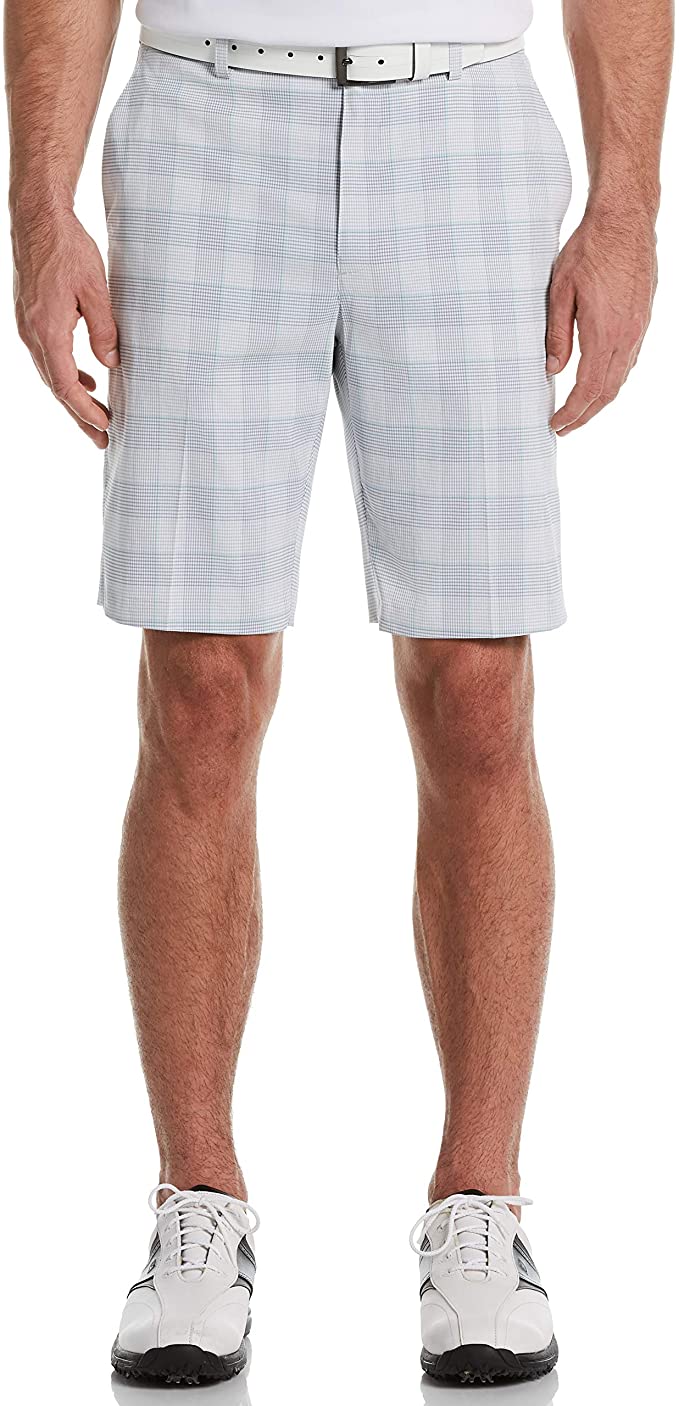 PGA Tour Mens Flat Front Plaid Golf Shorts