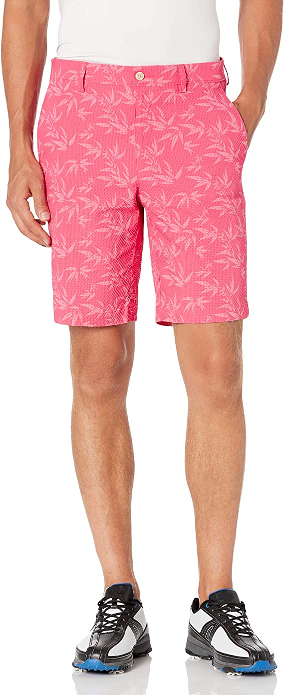 Mens PGA Tour Flat Front Printed Seersucker Golf Shorts