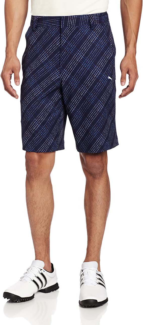 Mens Puma Printed Plaid Golf Shorts