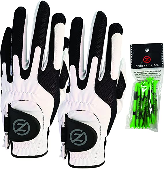 Mens Zero Friction Compression Fit Synthetic 2Pk Golf Gloves