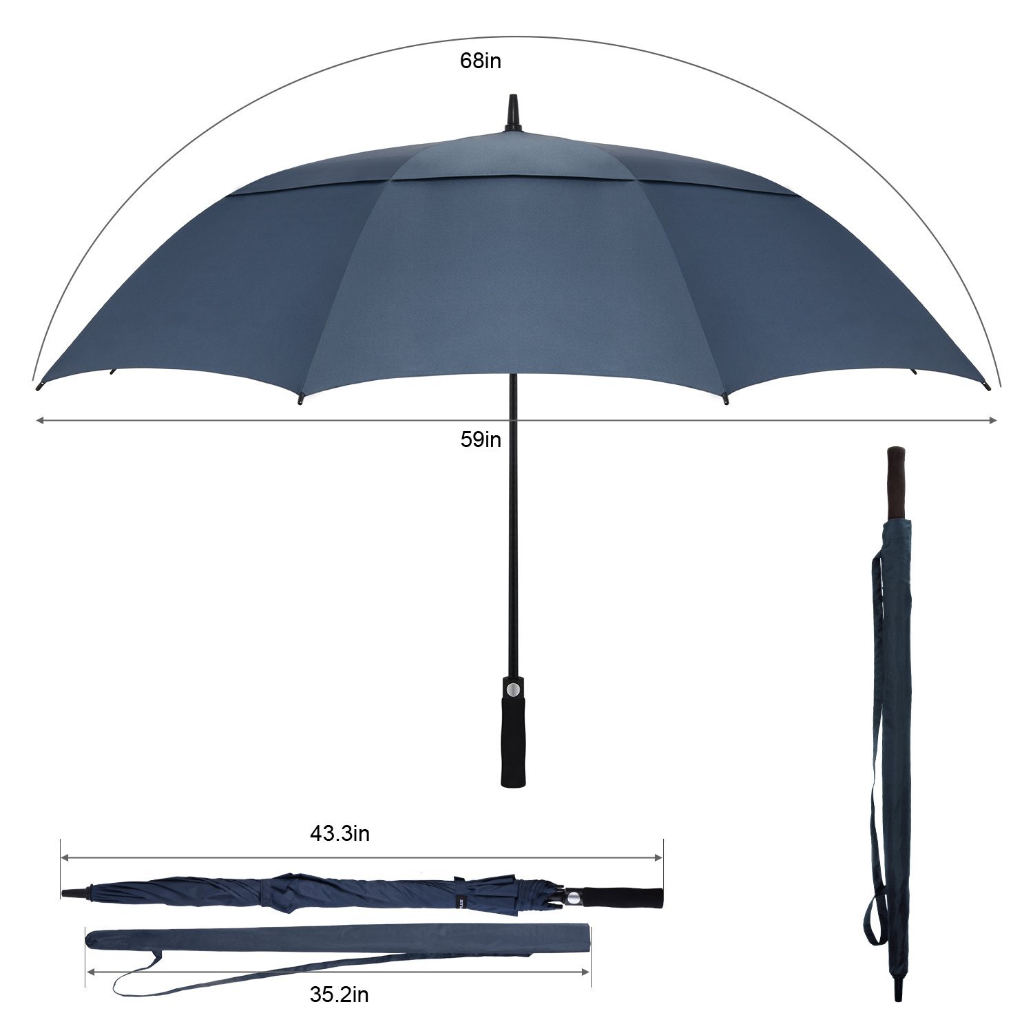 Toplus 68 Inch Automatic Open Golf Umbrellas