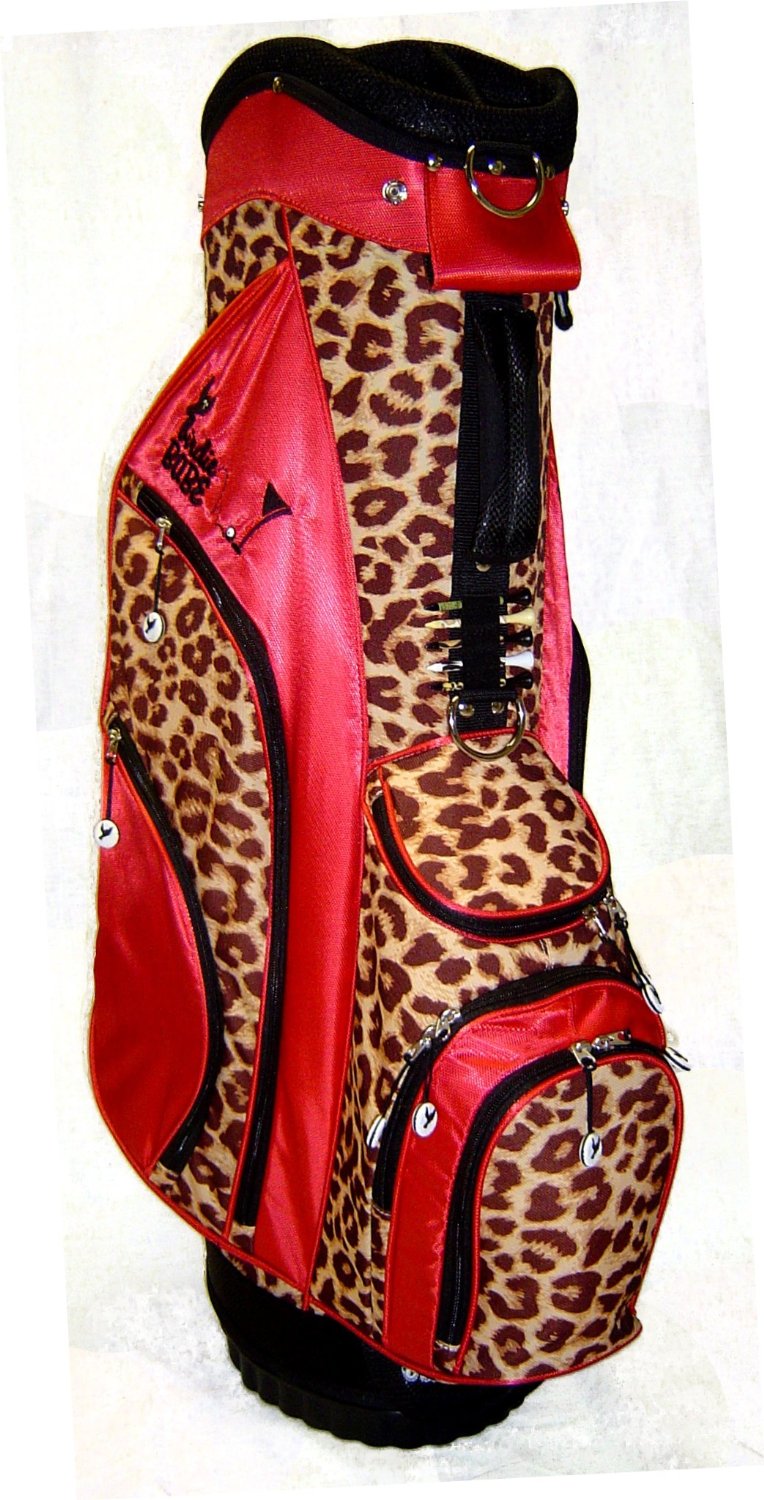 Womens Birdie Babe Jungle Queen Red Leopard Golf Hybrid Cart Bags