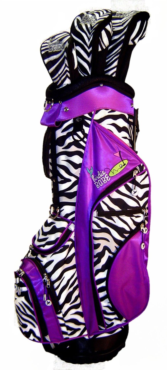 Womens Birdie Babe Purple Zebra Golf Hybrid Cart Bags with Headcovers