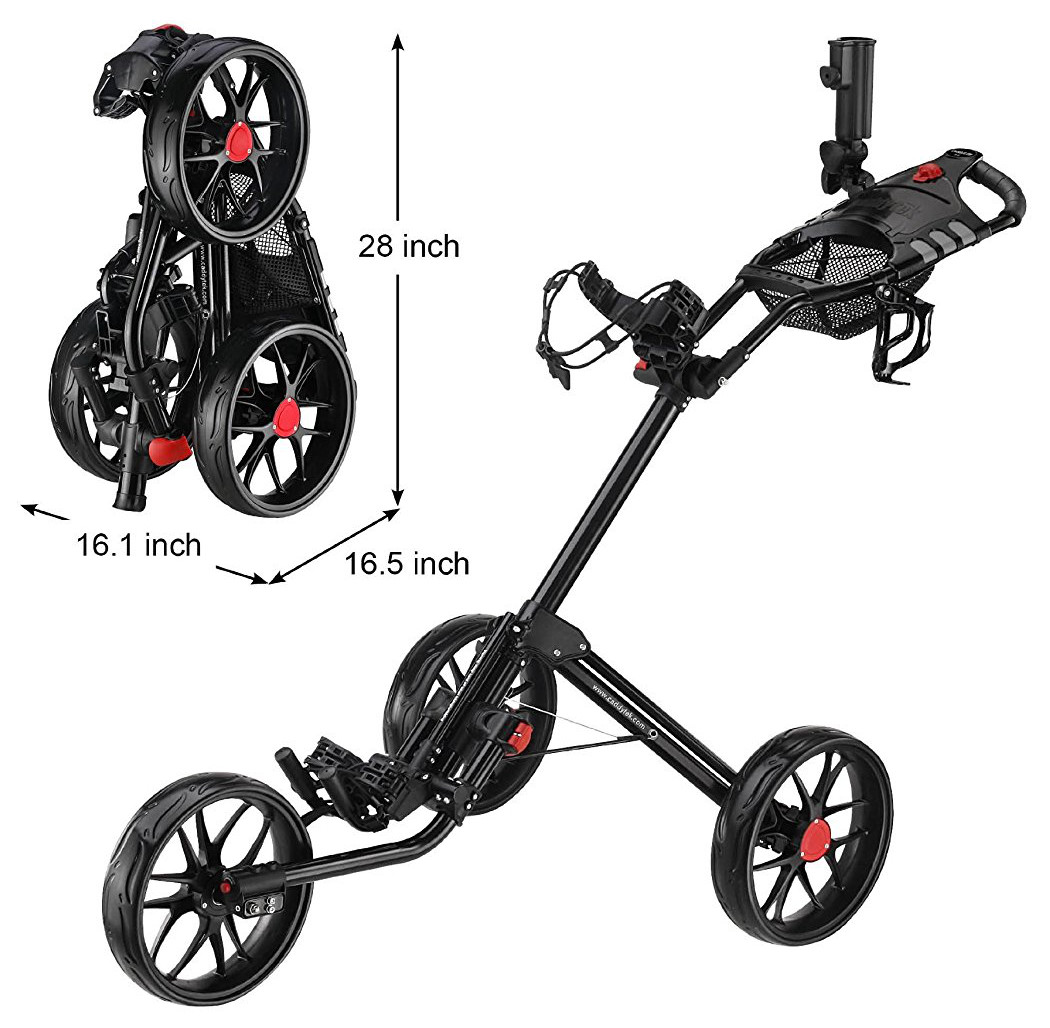 CaddyTek Super Deluxe Quad Fold Golf Push Carts