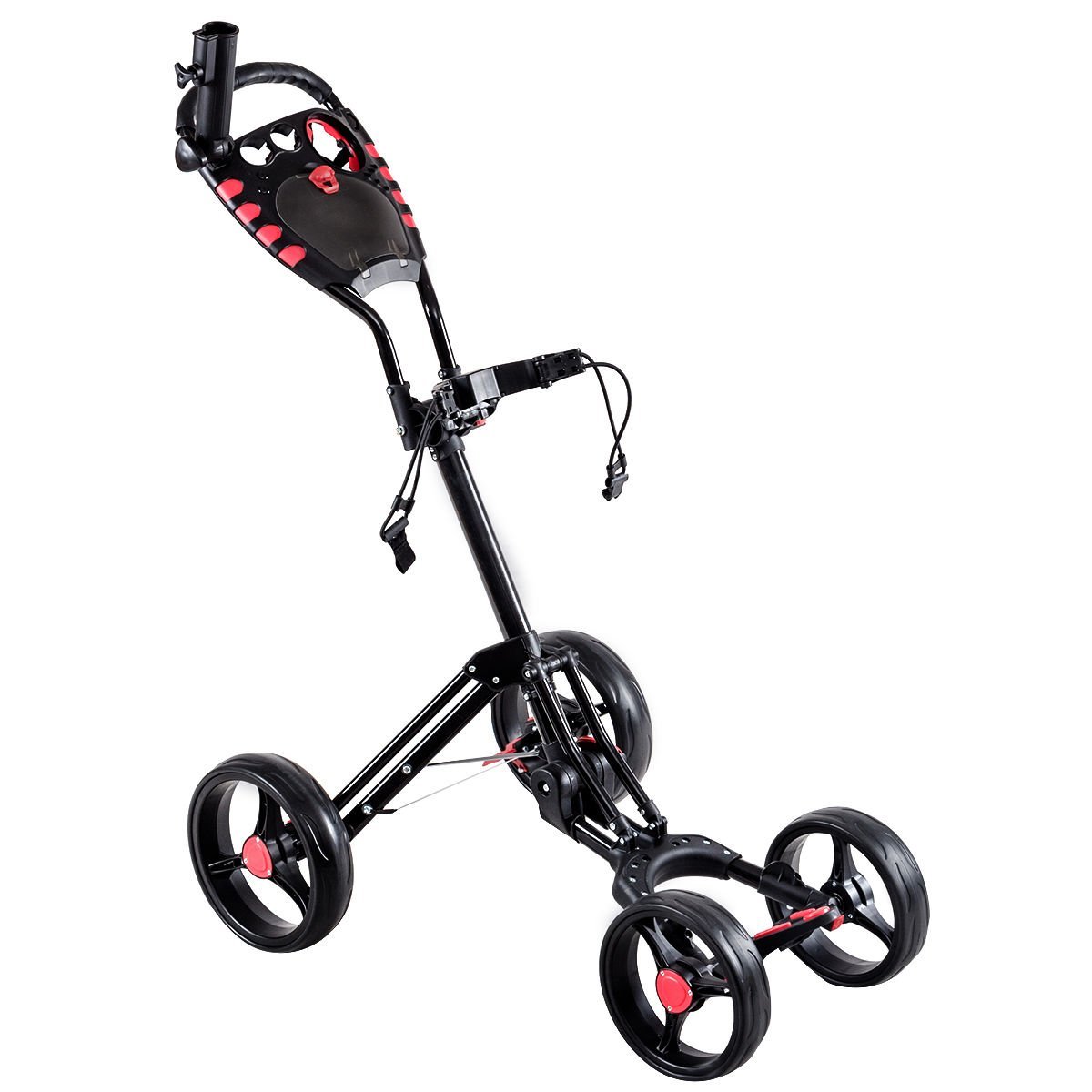 Tangkula Folding 4 Wheel Golf Club Push Pull Trolley Carts