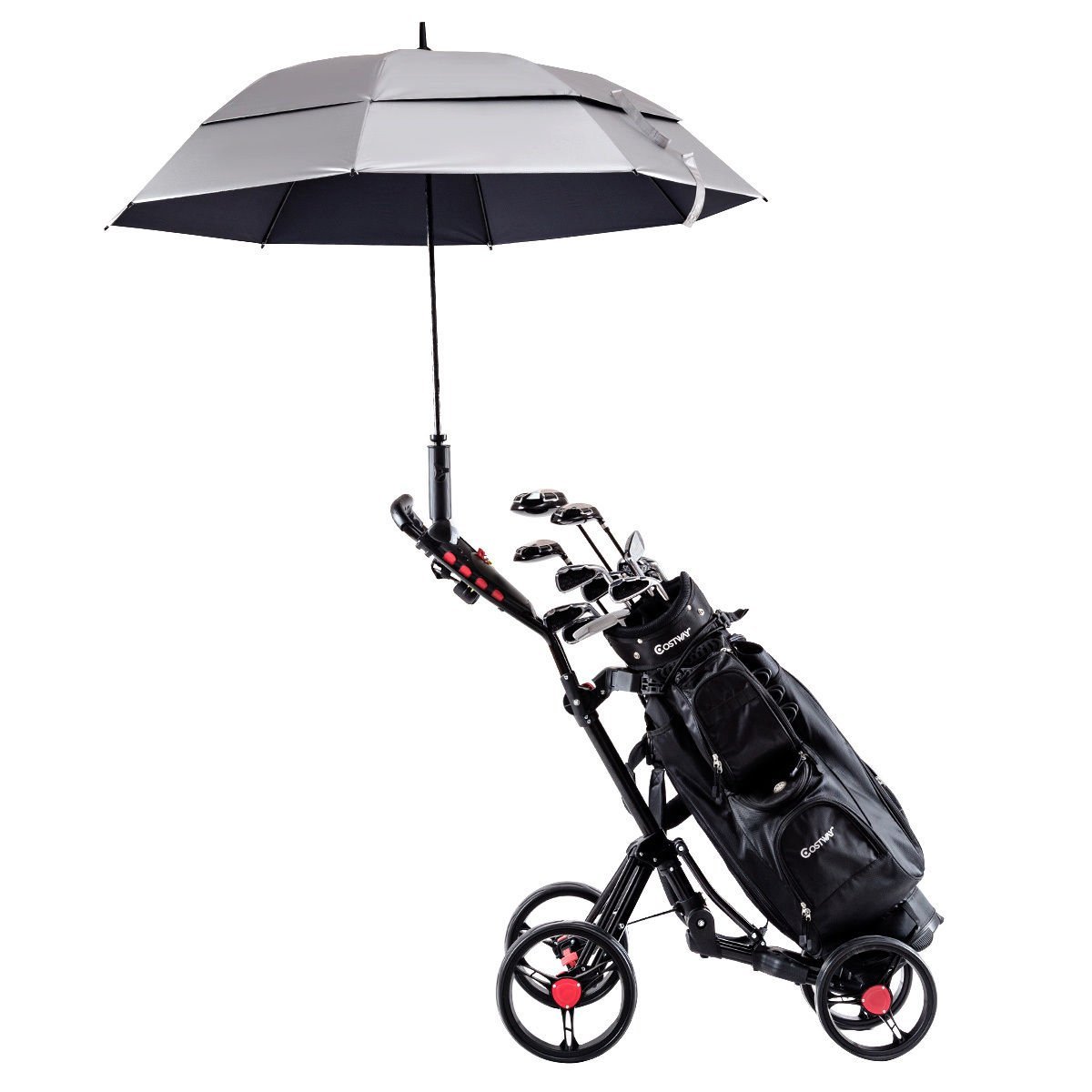 Tangkula Folding 4 Wheel Golf Club Push Pull Trolley Carts