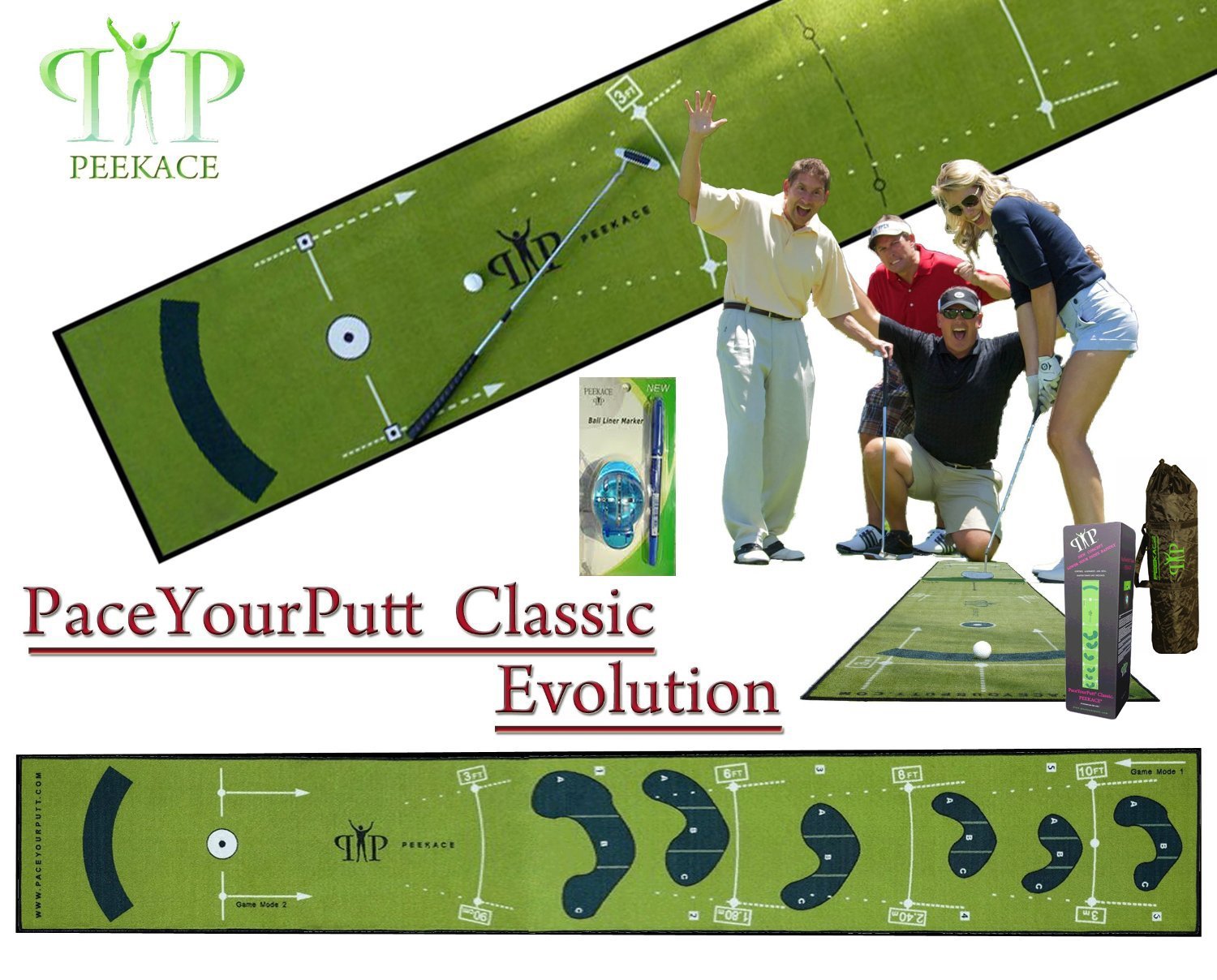 PeekAce PaceYourPutt Classi Evolution Golf Putting Mats