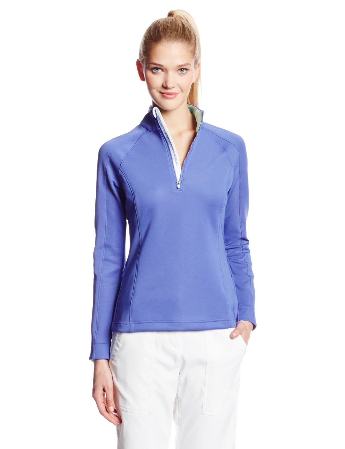 Zero Restriction Womens Samantha Double Jersey Stretch Knit Golf Pullovers