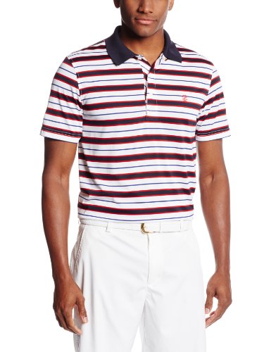 IZOD Mens Short Sleeve Feeder Multi Stripe Golf Polo Shirts