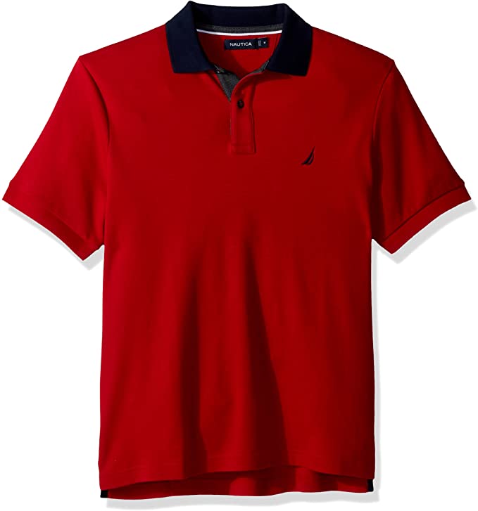 Nautica Mens Classic Fit Contrast Trim Golf Polo Shirts