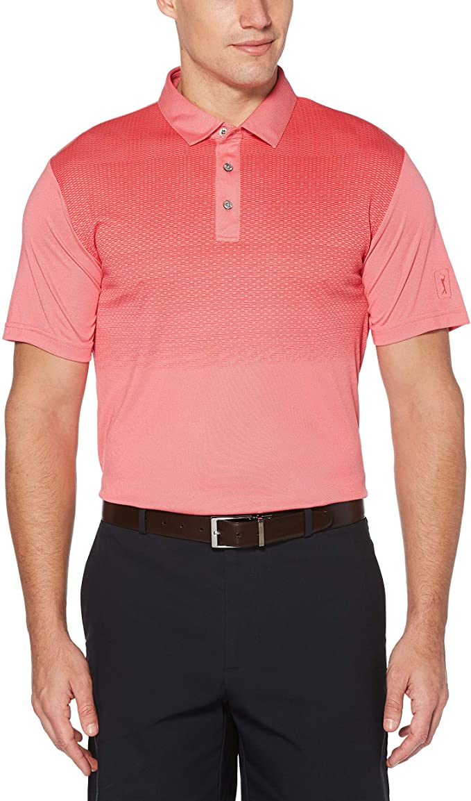 PGA Tour Mens Chest Print Golf Polo Shirts