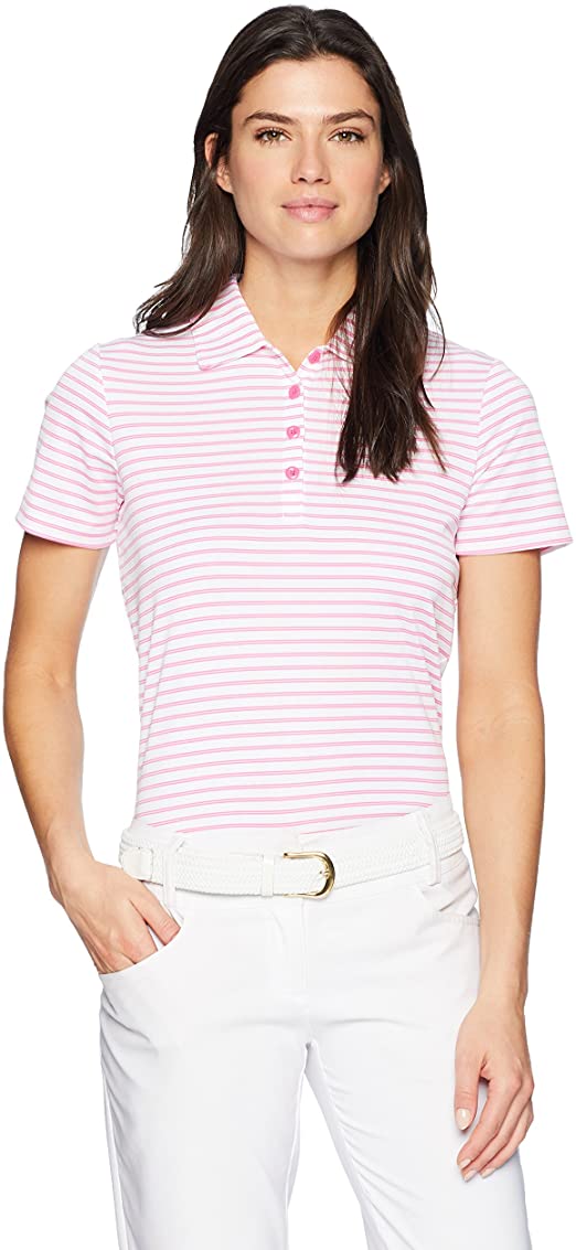 Greg Norman Womens Microlux Stripe Golf Polo Shirts