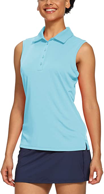 CQC Womens Sleeveless Quick Dry Golf Polo Shirts