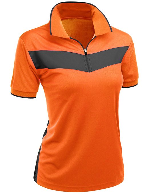 Xpril Womens 2 Tone Pattern Coolmax Fabric Golf Polo Shirts